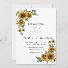 Rustic Sunflower Wedding Invitation Kaart