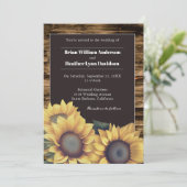 Rustic Sunflower Wedding Kaart (Staand voorkant)