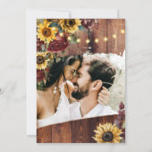 Rustic Sunflower Wedding Kaart (Achterkant)