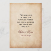 Rustic Sunflower Wedding Menu (Achterkant)