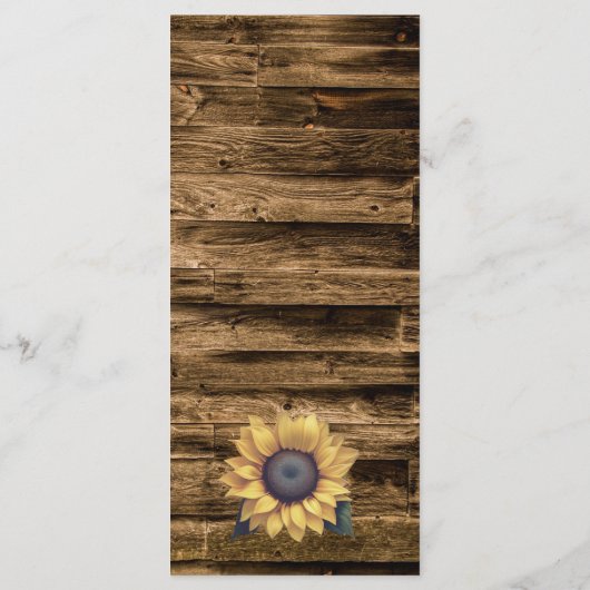 Rustic Sunflower Wedding Menu (Achterkant)