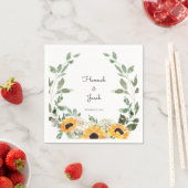 Rustic Sunflower Wedding Napkins Servet (Insitu)