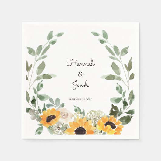Rustic Sunflower Wedding Napkins Servet (Voorkant)