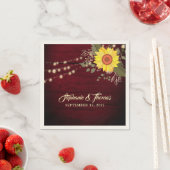 Rustic Sunflower Wedding Napkins Servet (Insitu)