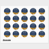 Rustic Sunflower Wedding Navy Blue Hartelijk dank Ronde Sticker (Vel)