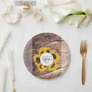 Rustic Sunflower Wedding Papieren Bordje