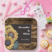 Rustic Sunflower Wedding Papieren Bordje (Feest)