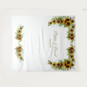 Rustic Sunflower Wedding Photo Booth Backdrop Wandkleed (Voorkant (horizontaal))
