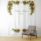 Rustic Sunflower Wedding Photo Booth Backdrop Wandkleed (In situ)