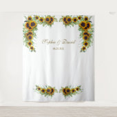 Rustic Sunflower Wedding Photo Booth Backdrop Wandkleed (Voorkant)