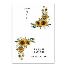 Rustic Sunflower Wedding Place Cards Kaart