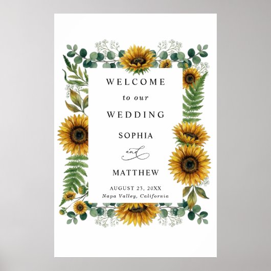 Rustic Sunflower Wedding Poster (Voorkant)