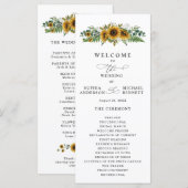 Rustic Sunflower Wedding Program Programma (Voorkant / Achterkant)