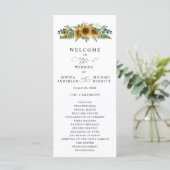 Rustic Sunflower Wedding Program Programma (Staand voorkant)