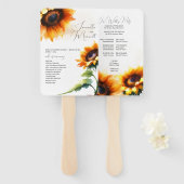 Rustic Sunflower Wedding Programme Fan Handwaaier (Voorkant en achterkant)
