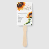 Rustic Sunflower Wedding Programme Fan Handwaaier (Voorkant)
