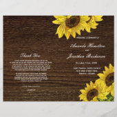 Rustic Sunflower Wedding Programs on Navy Blue (Voorkant)