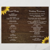 Rustic Sunflower Wedding Programs on Navy Blue (Achterkant)