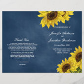 Rustic Sunflower Wedding Programs on Navy Blue (Voorkant)