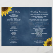 Rustic Sunflower Wedding Programs on Navy Blue (Achterkant)