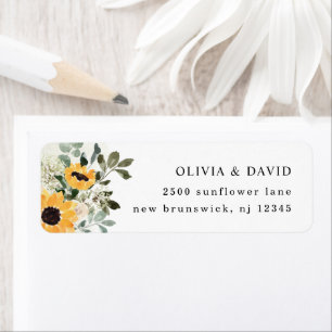Rustic Sunflower Wedding Return Address Etiket