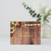 Rustic Sunflower Wedding RSVP Briefkaart (Staand voorkant)