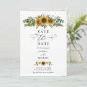 Rustic Sunflower Wedding Save The Date Kaart (Staand voorkant)