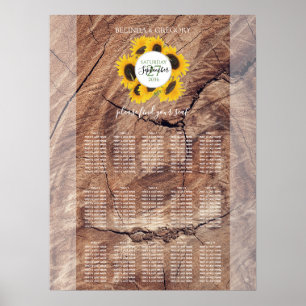Rustic Sunflower Wedding Seating Chart Poster