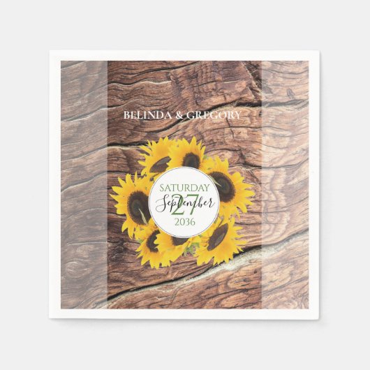 Rustic Sunflower Wedding Servet (Voorkant)