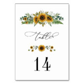 Rustic Sunflower Wedding Table Number Kaart (Achterkant)