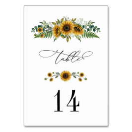 Rustic Sunflower Wedding Table Number Kaart