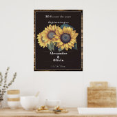Rustic Sunflower Wedding Welkom Poster (Keuken)