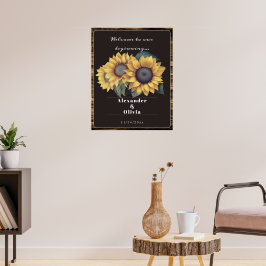 Rustic Sunflower Wedding Welkom Poster