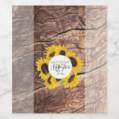 Rustic Sunflower Wedding Wijn Etiket (Enkel label)