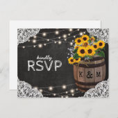 Rustic Sunflower Winery Faire-part de mariage RSVP (Devant / Derrière)