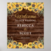 Rustic Sunflower Wood Barn Wedding Welcome Poster (Voorkant)