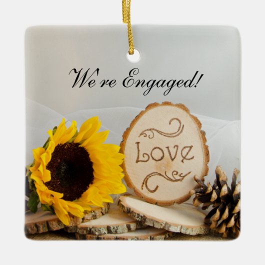 Rustic Sunflower Woodland Verloving Ornament (Voorkant)