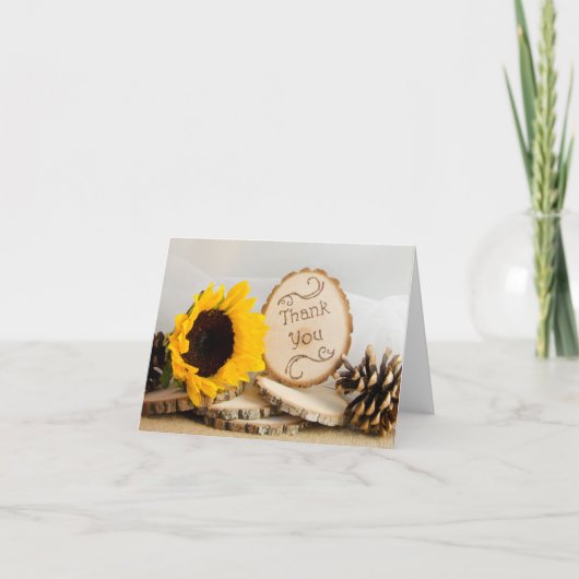 Rustic Sunflower Woodland Wedding Bedankt (Voorkant)