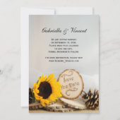 Rustic Sunflower Woodland Wedding Save the Date Kaart (Voorkant)