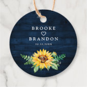 Rustic Sunflower's Breath Navy Blue Wedding Bedankjes Labels (Achterkant)