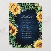 Rustic Sunflower's Breath Navy Table Numbers Kaart (Voorkant / Achterkant)