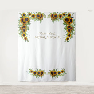 Rustic Sunflowers Bruidsfeest Fotocabine Wandkleed