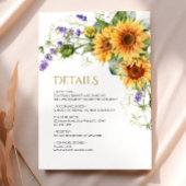 Rustic Sunflowers Détails du Mariage Carte de boît