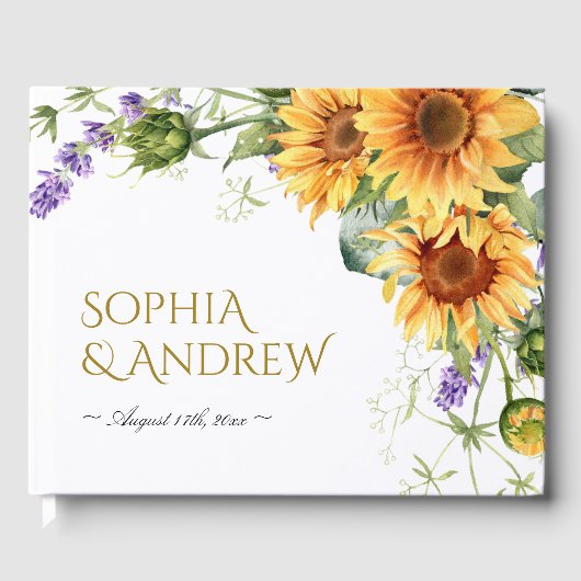 Rustic Sunflowers & Lavender Wedding Gastenboek (Voorkant)