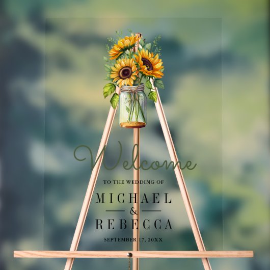 Rustic Sunflowers Mason Jar Wedding Welcome (Neutre)