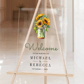 Rustic Sunflowers Mason Jar Wedding Welcome