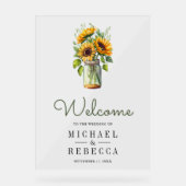 Rustic Sunflowers Mason Jar Wedding Welcome Acryl Bord (Voorkant)