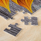 Rustic Sunny Sunflower op Barn Board Legpuzzel (Zijkant)