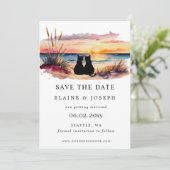 Rustic Sunset Beach Save The Date Cards (Debout devant)