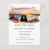 Rustic Sunset Beach Save The Date Cards Aankondigingskaart (Voorkant)